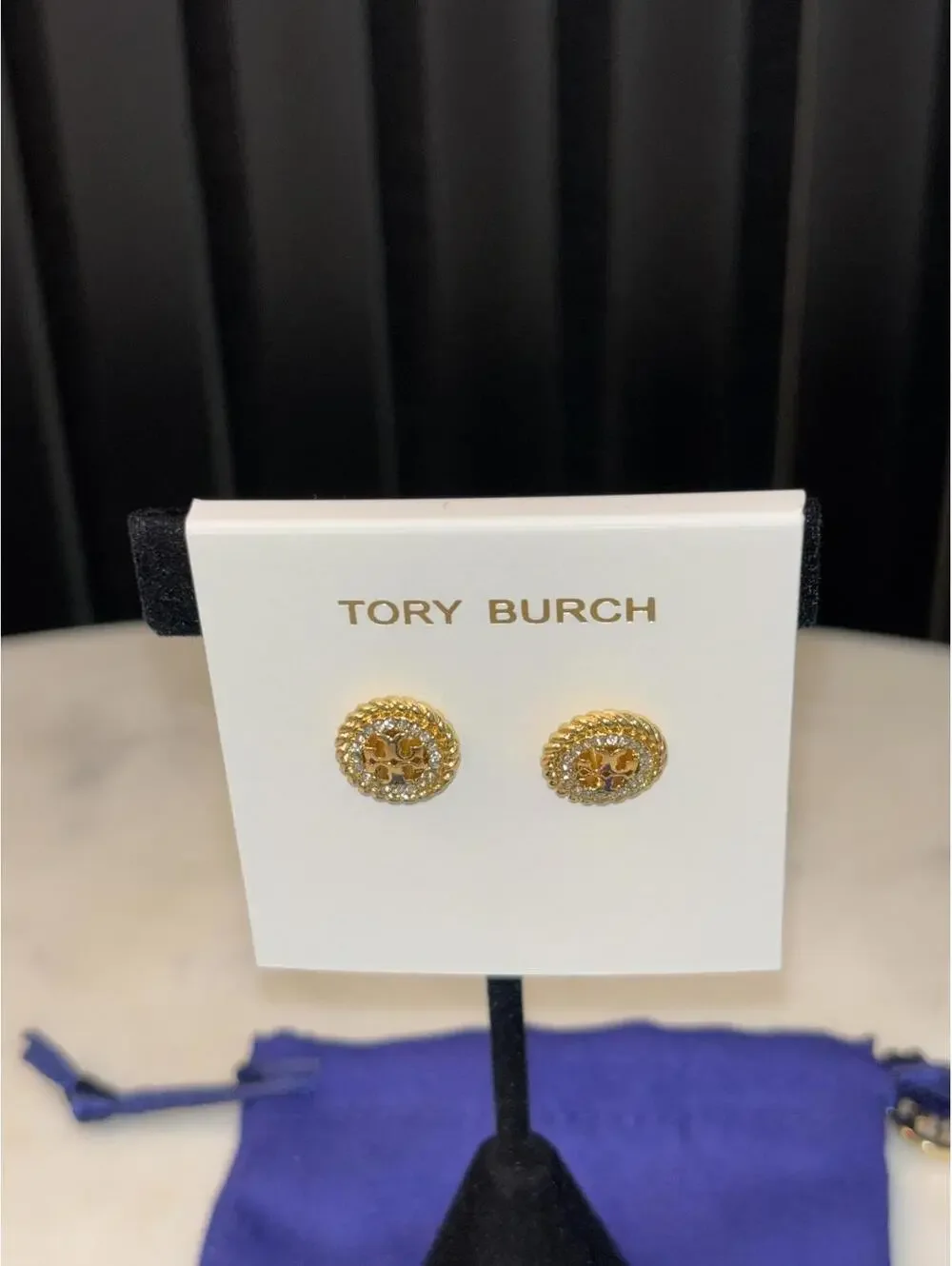 Tory Burch Gold-Tone Logo Stud Earrings